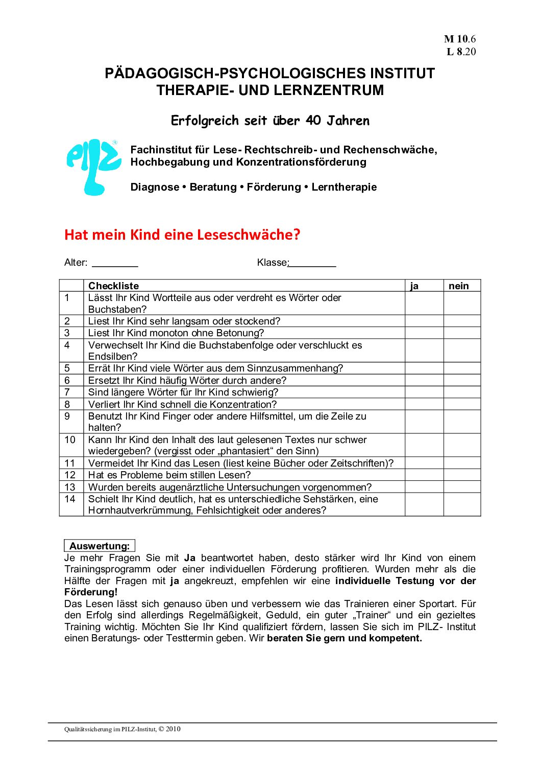 Hat mein Kind eine Leseschwäche