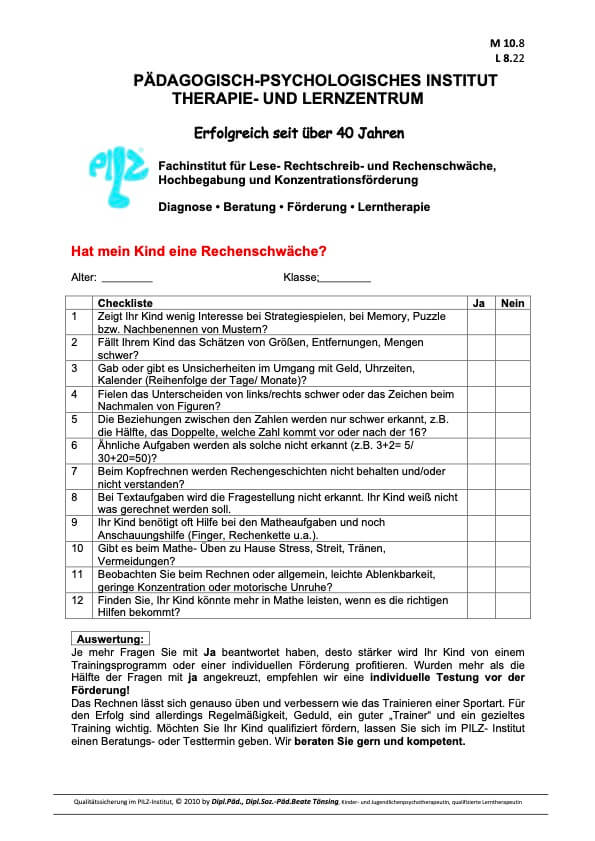 Hat mein Kind eine Rechenschwäche