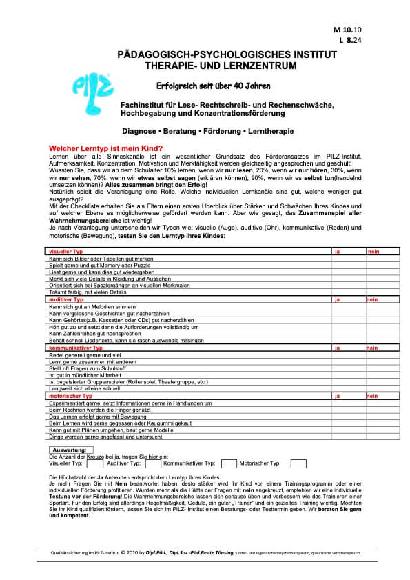 Welcher Lerntyp ist mein Kind